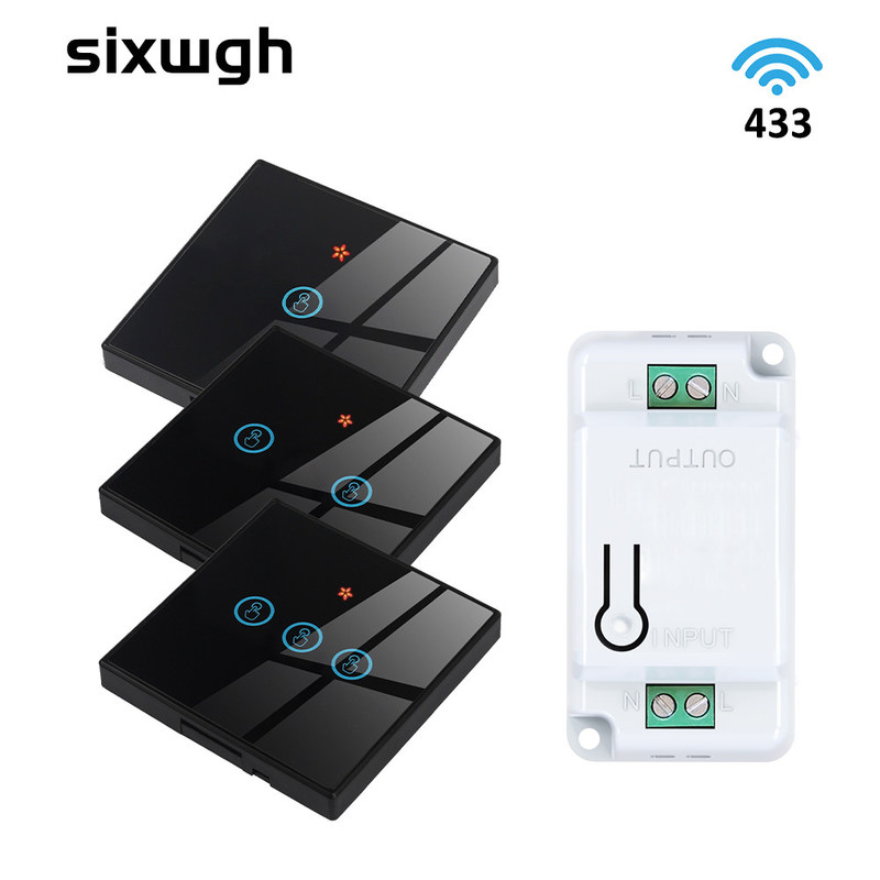 Wireless Touch Wall Switches Sets RF433 1gang Luxury Glass Panel Remote Control Switch Light  support voice control
