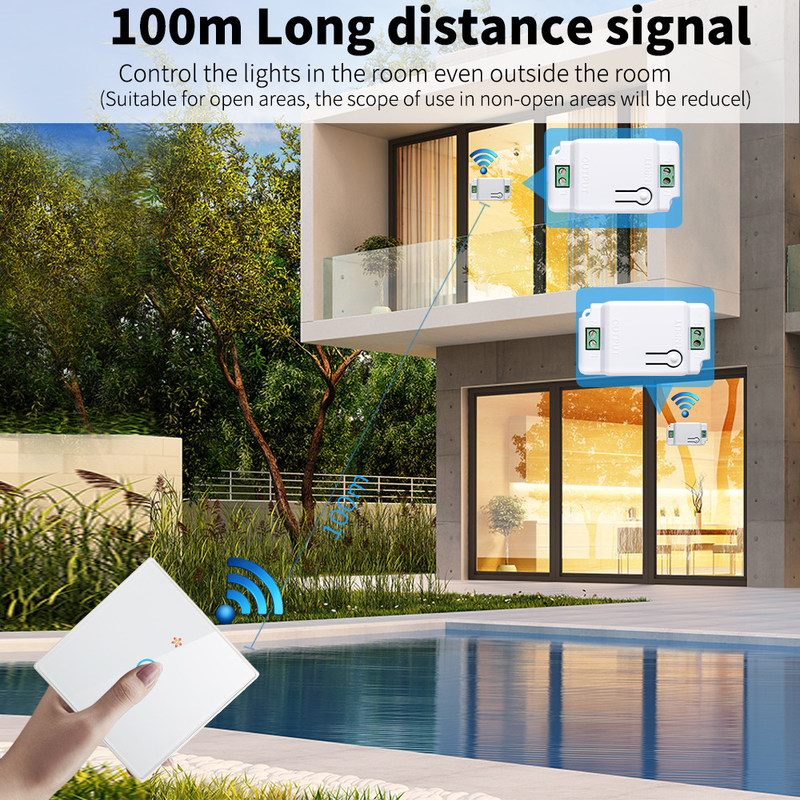 Wireless Touch Wall Switches Sets RF433 1gang Luxury Glass Panel Remote Control Switch Light  support voice control