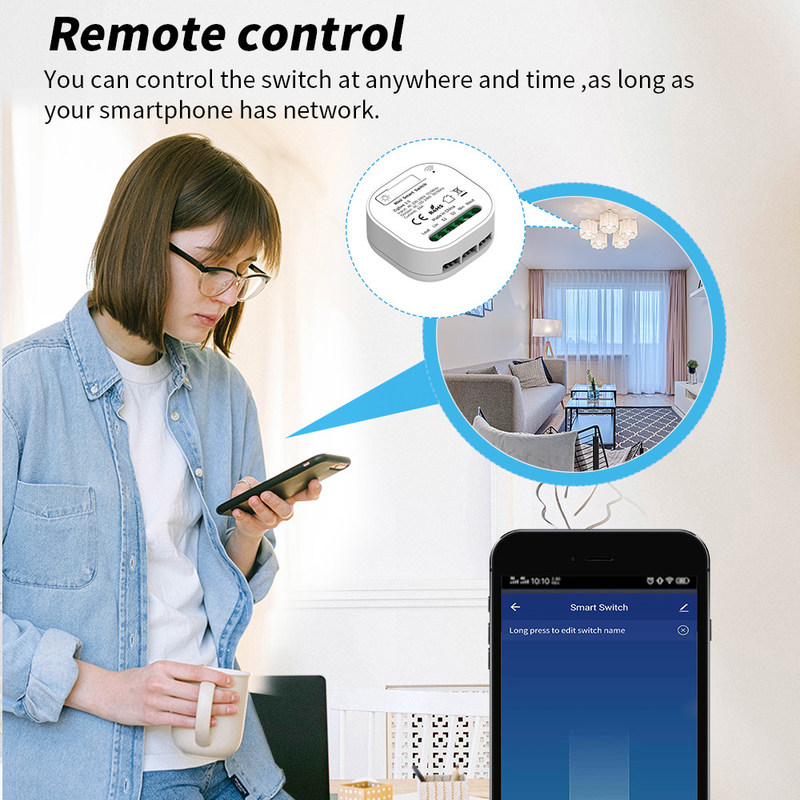 Smart Home Automation Remote Light Switch 16A Breaker Module Tuya Smart Timer Wall Light Switch support voice control