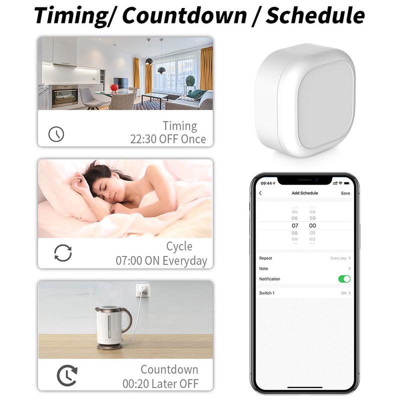 Smart Home Automation Remote Light Switch 16A Breaker Module Tuya Smart Timer Wall Light Switch support voice control