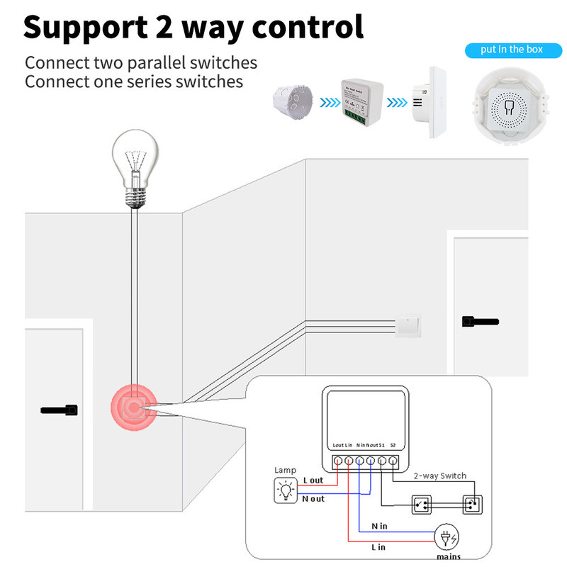 Tuya Alexa Timer Smart Switch 10A Relay Module Work Remote Smart Switch support google Alexa voice control easy install