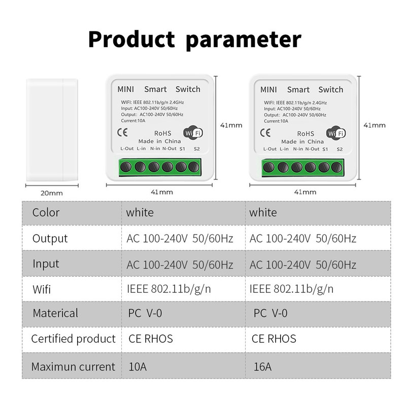 Tuya Alexa Timer Smart Switch 10A Relay Module Work Remote Smart Switch support google Alexa voice control easy install