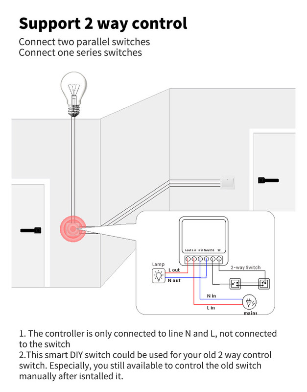 DIY MINI  Homekit Wall Switch Button Modifier Relay Module Work with tuya wifi app support voice control function