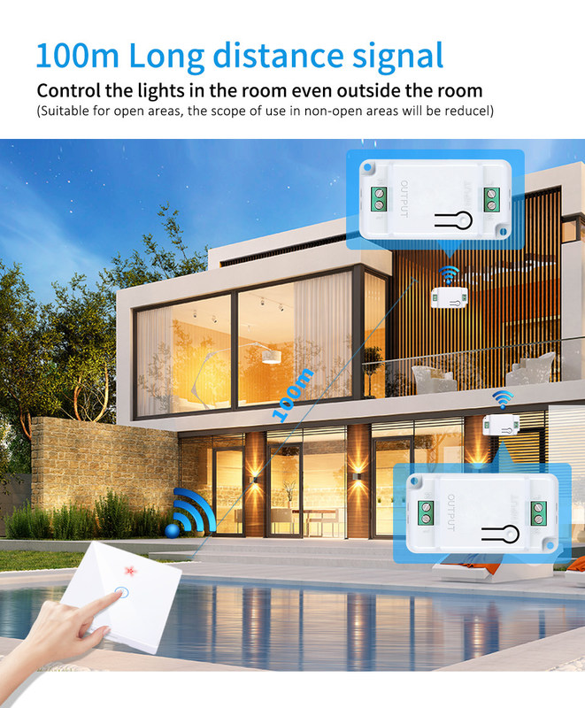 RF433 Wireless Remote Control Switch Crystal Glass Panel Touch Switch with 10A breaker refit old version circuit