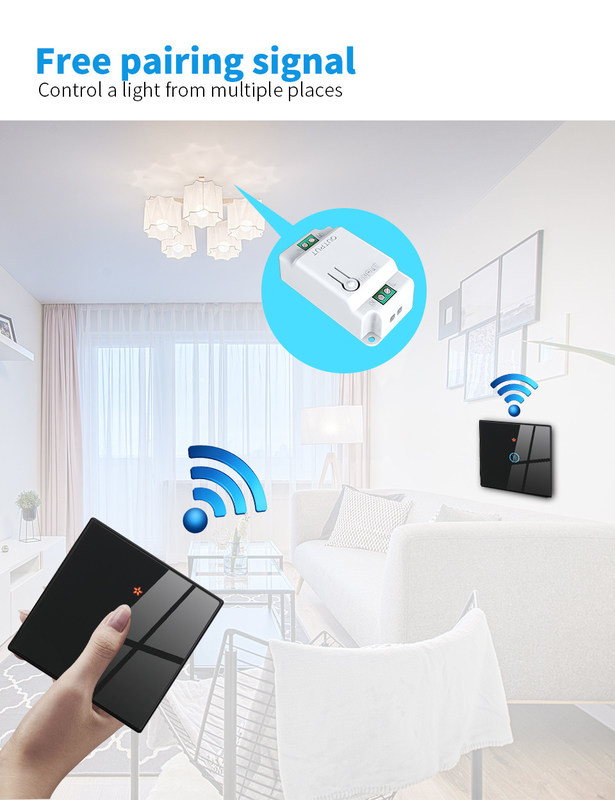 RF433 Wireless Remote Control Switch Crystal Glass Panel Touch Switch with 10A breaker refit old version circuit