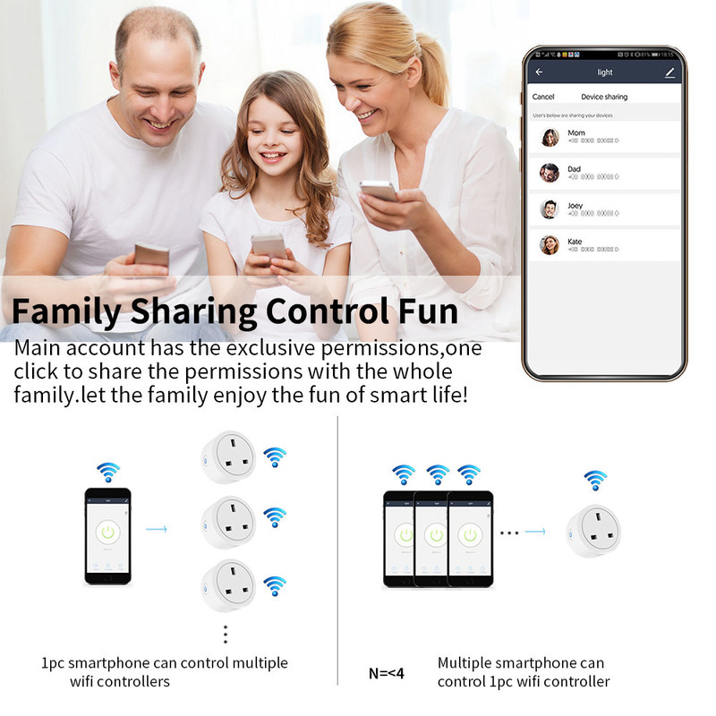 UK WIFI Smart Socket Wireless Remote Control Power Monitor Timer Remote Control Sockets