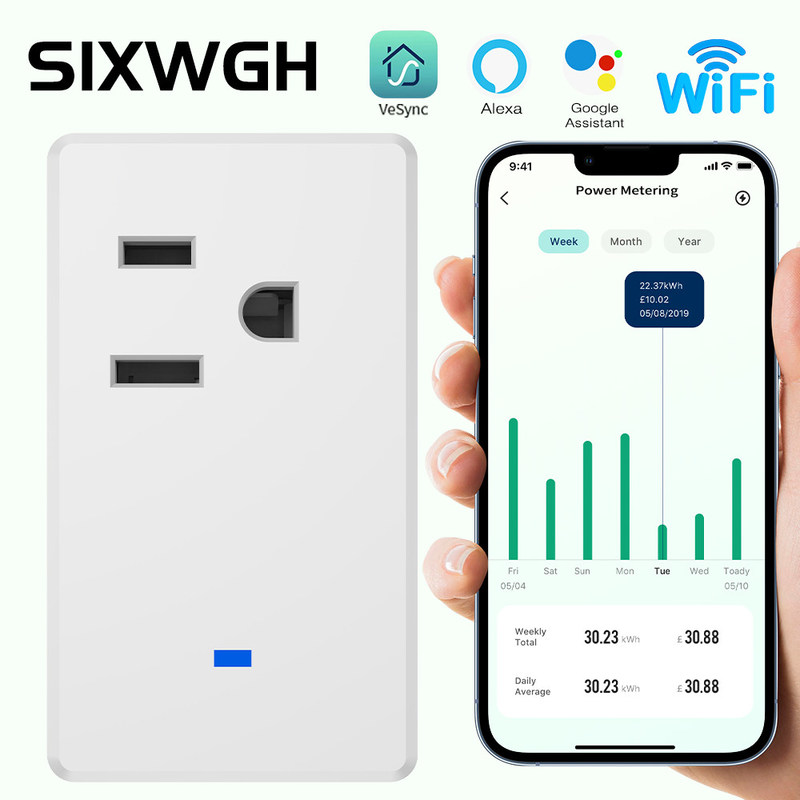FCC Certified Wall Wifi Socket 2200W 50*50*84mm Power Supply Tuya Zigbee Socket