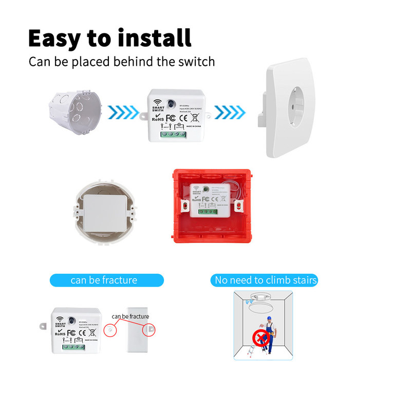 tuya Wireless Remote Control Switch controller and receiver match with tuya module support google alexa voice control