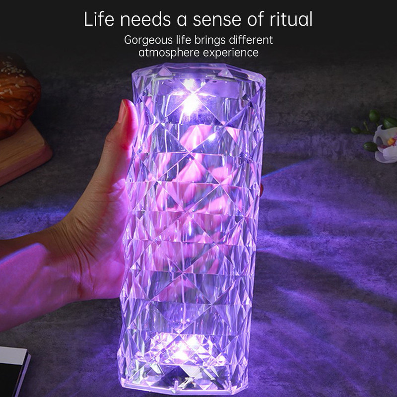 Modern Three Color RGB Colorful Rose Bedside Table Lamp Touch Control Infinite Dimming