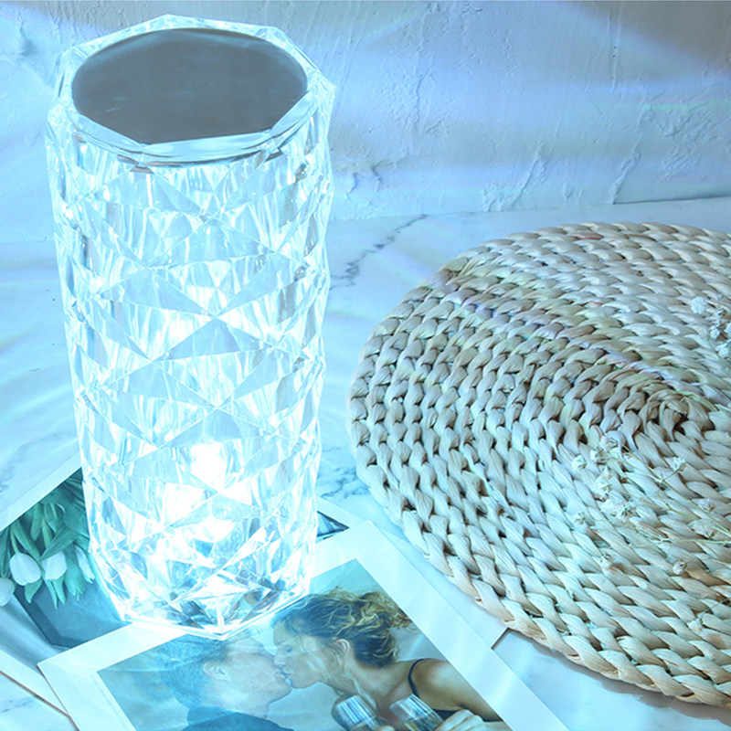 Modern Three Color RGB Colorful Rose Bedside Table Lamp Touch Control Infinite Dimming