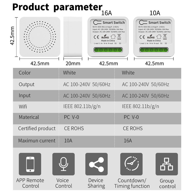App Controlled Wifi Smart Switches with AES Encryption Type for 50/60Hz Frequency