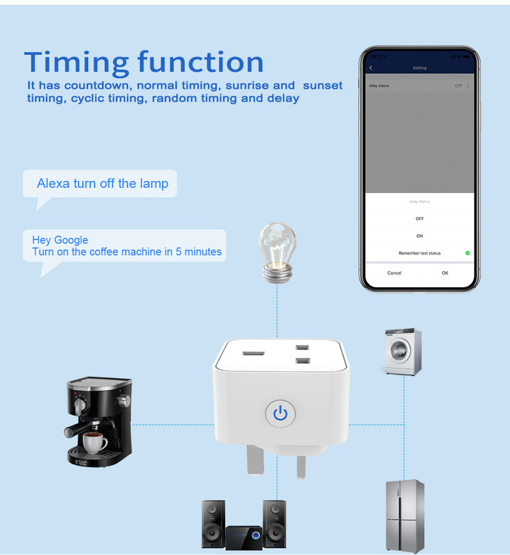 tuya wifi smart socket Remote &Voice control plug with Scheduling and automation functions support Alexa voice control