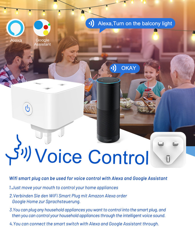 tuya wifi smart socket Remote &Voice control plug with Scheduling and automation functions support Alexa voice control