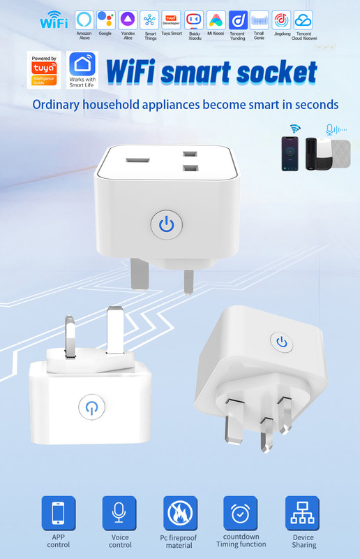 tuya wifi smart socket Remote &Voice control plug with Scheduling and automation functions support Alexa voice control