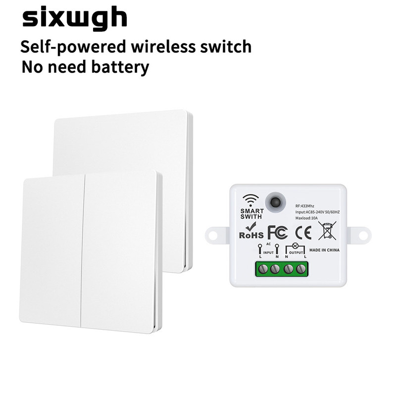 ABS Wireless Remote Control Switch 86*86*32mm For Easy Operation no need battery support multiple control scene options.
