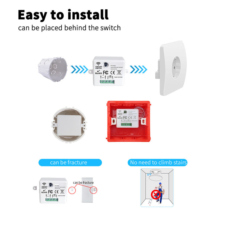 ABS Wireless Remote Control Switch 86*86*32mm For Easy Operation no need battery support multiple control scene options.