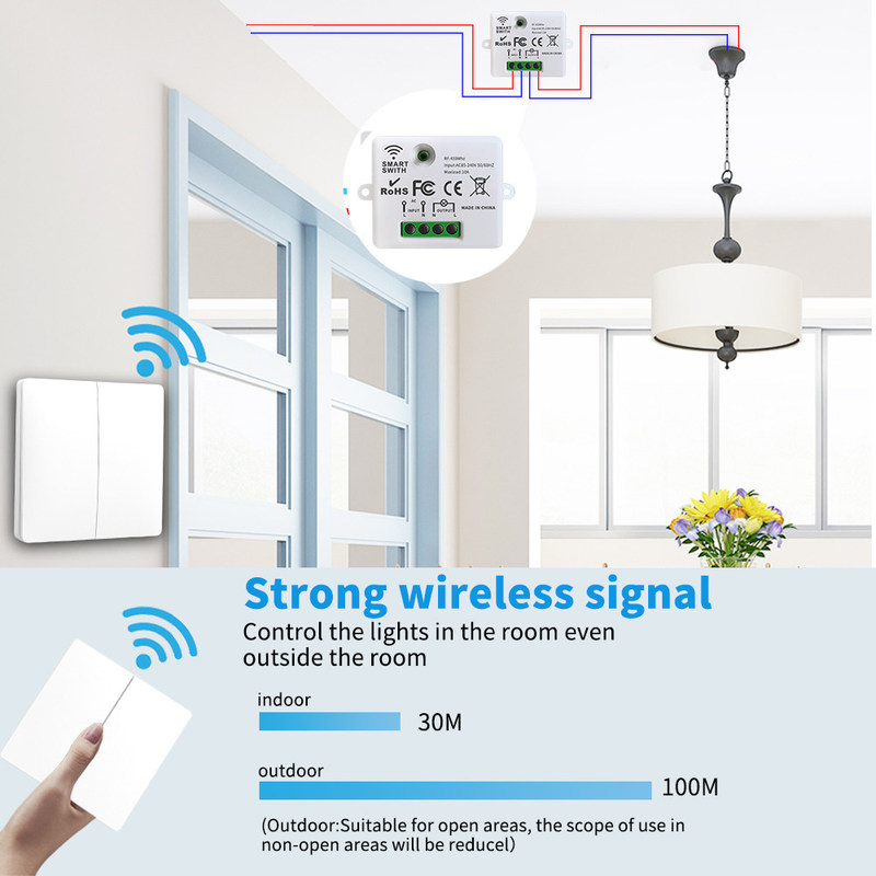 ABS Wireless Remote Control Switch 86*86*32mm For Easy Operation no need battery support multiple control scene options.