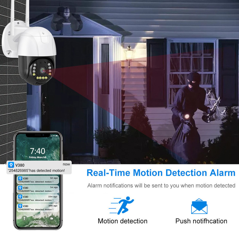 Wi-Fi/5G Smart Monitor Camera R L 350 Degrees/Up And Down 90 Degrees Remote Access