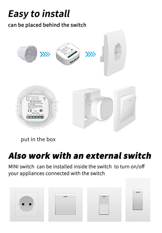 Smart Home Automation Remote Light Switch 16A Breaker Module Tuya Smart Timer Wall Light Switch support voice control