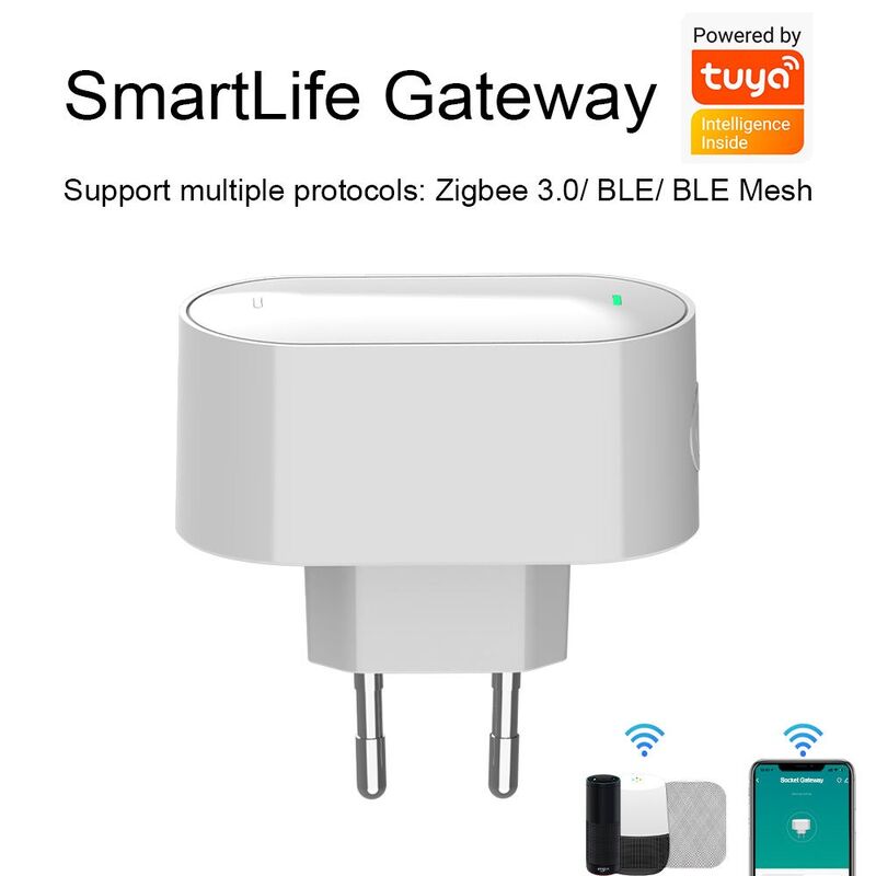 SIXWGH Tuya SmartLife Multi-Protocol Gateway Zigbee 3.0 + for + BLE Mesh Hub Wi-Fi Works Alexa/Google Home EU Plug Devices