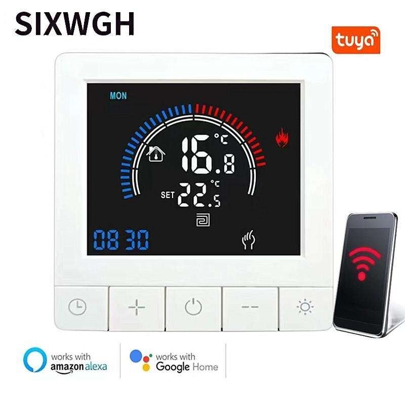 SIXWGH Tuya Smart Thermostat Wi-Fi App Control OLED Display Slider Design Voice Control 7-Day Schedule 16A Load Works Home