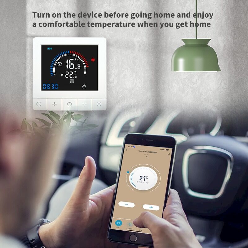 SIXWGH Tuya Smart Thermostat Wi-Fi App Control OLED Display Slider Design Voice Control 7-Day Schedule 16A Load Works Home