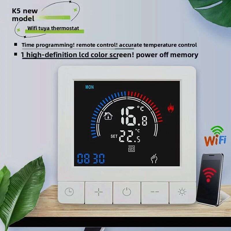 SIXWGH Tuya Smart Thermostat Wi-Fi App Control OLED Display Slider Design Voice Control 7-Day Schedule 16A Load Works Home