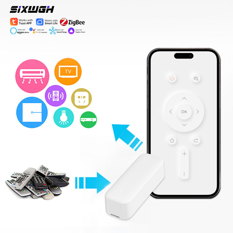 SIXWGH Universal Smart IR Remote Control with Zigbee Hub Works with Alexa & Google Home APP Hotel Use Rotatable Design