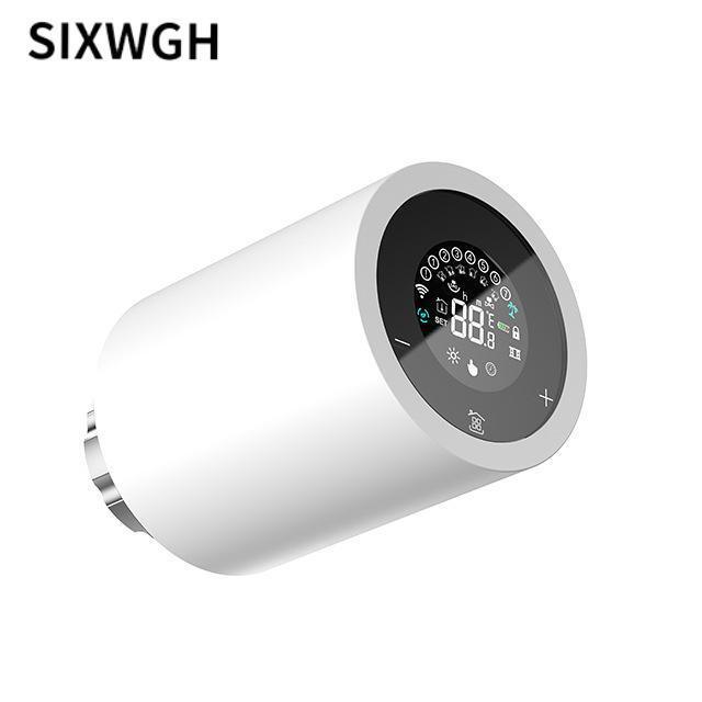 SIXWGH Tuya Zigbee & Wi-Fi Smart LCD Touchscreen Thermostatic Radiator Valve Programmable Temperature Control APP Voice Eco Home