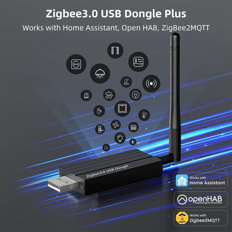 SIXWGH Zigbee 3.0 USB Dongle Plus Universal Wireless Smart Home Gateway with +20dBm Gain for Home Assistant Zigbee2MQTT, OpenHAB