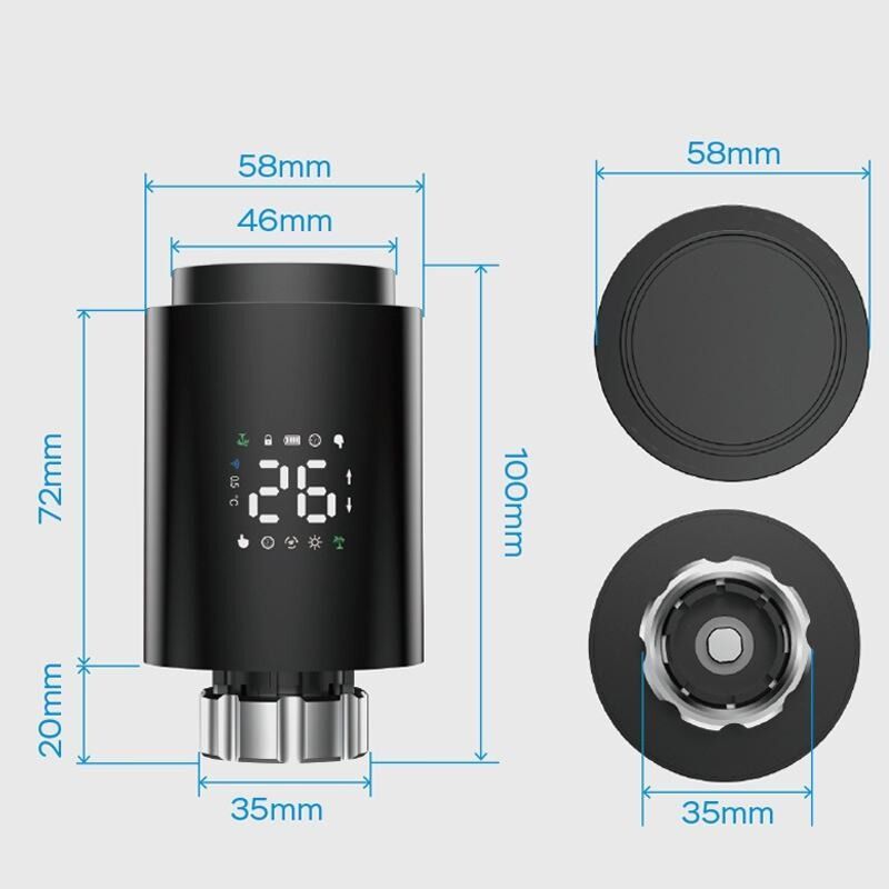 SIXWGH Zigbee 3.0 Smart Thermostatic Radiator Valve (TRV) Alexa/Google Assistant Tuya App 7-Day Programmable Wireless Heating