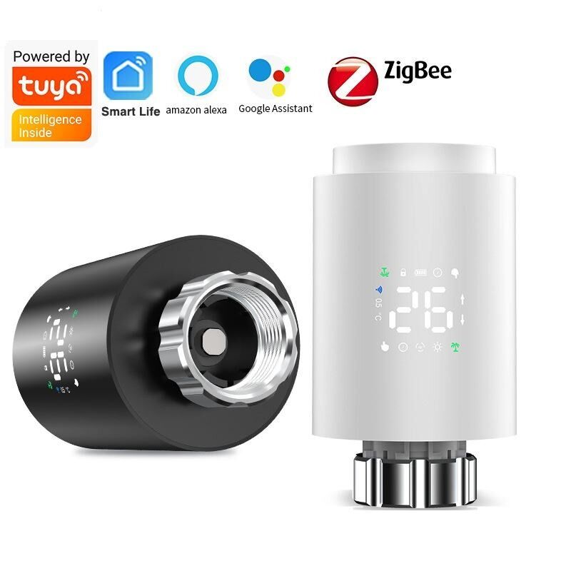 SIXWGH Zigbee 3.0 Smart Thermostatic Radiator Valve (TRV) Alexa/Google Assistant Tuya App 7-Day Programmable Wireless Heating