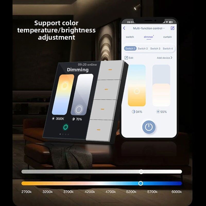 SIXGWH for Zigbee Smart Touch Switch Pro 4-Gang Radar Sensor Color Temp Dimming Curtain Control IP66 Waterproof 220V Smart Life