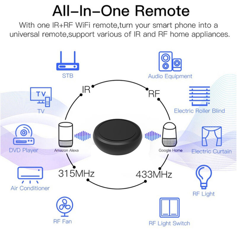 Tuya Smart Home Universal Remote Control Switch, DC 5V Relay Wifi IR RF, Tuya/Smartlife Compatible