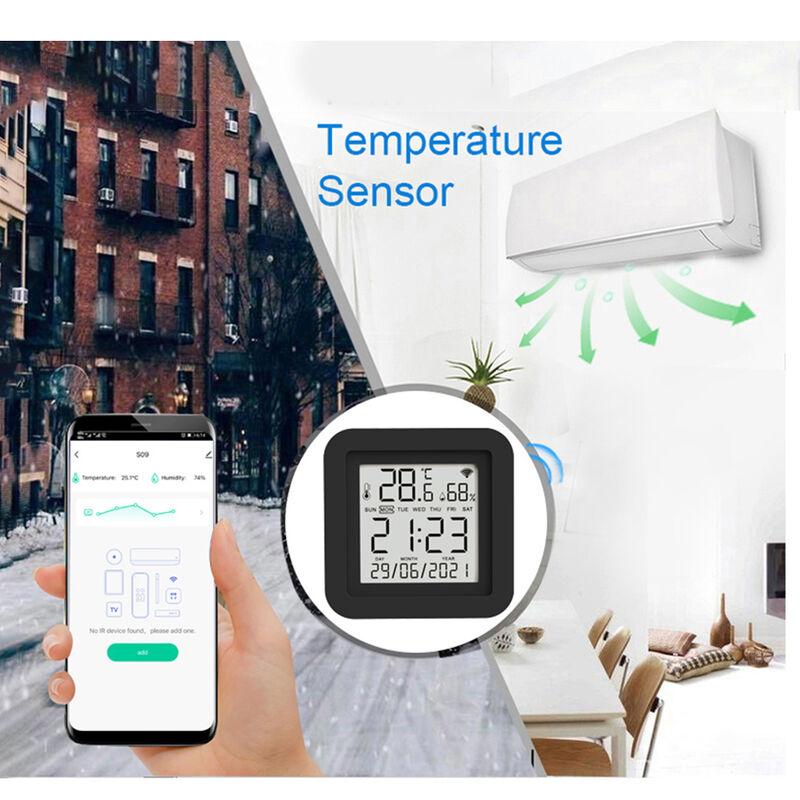 SIXWGH 3-in-1 Smart Home Automation Device Tuya Wi-Fi IR Remote Control LCD Screen Temperature Humidity Sensor Voice Control