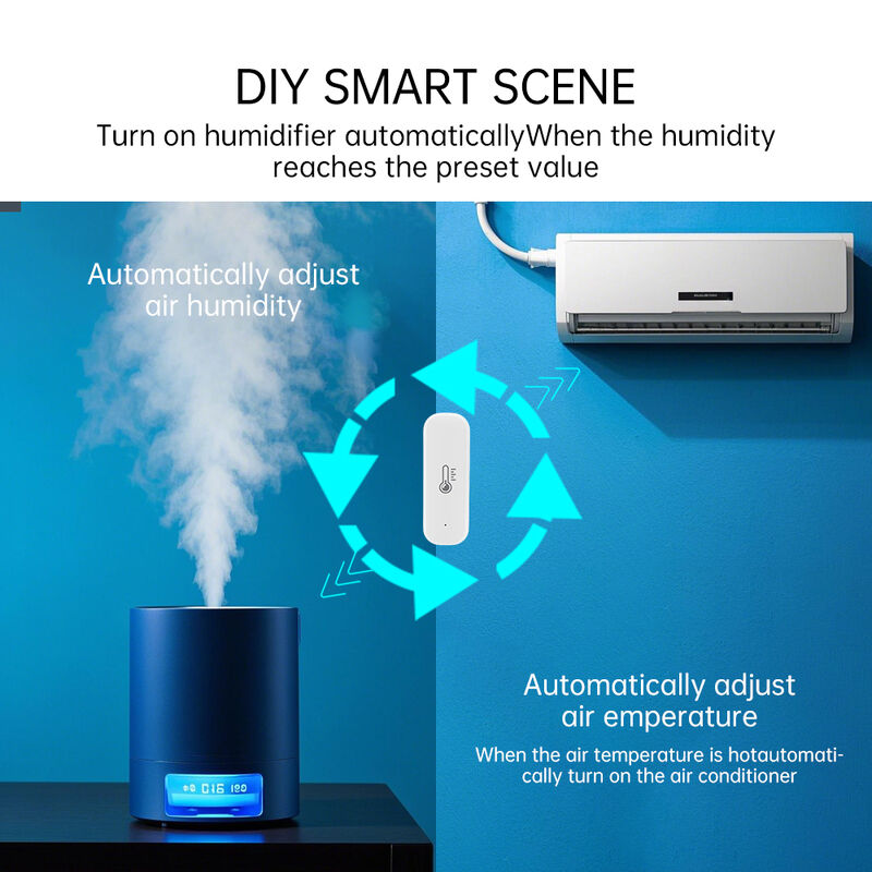 SIXWGH Tuya WiFi Smart Temperature Humidity Sensor Alexa/Google Voice Control 30-Day Data Storage Electric for Home Automation
