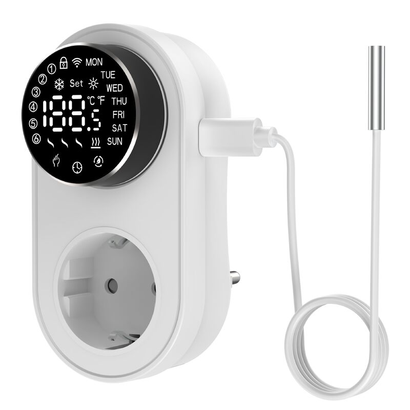 Smart Dual-Mode 16A 100-240V Temperature Controller Alexa/WiFi Connectivity LED Knob Temp Alarm for Power Socket Plug