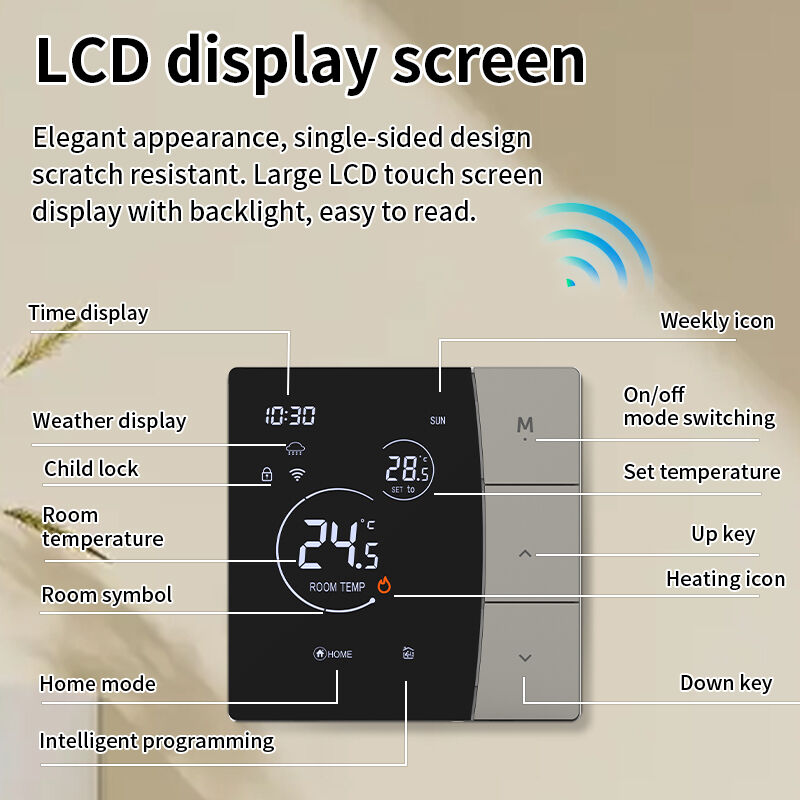 SIXWGH Smart WiFi Thermostat for Hotel Use Tuya App Voice Control Electric Floor Heating 16A Load LCD Temperature Controller