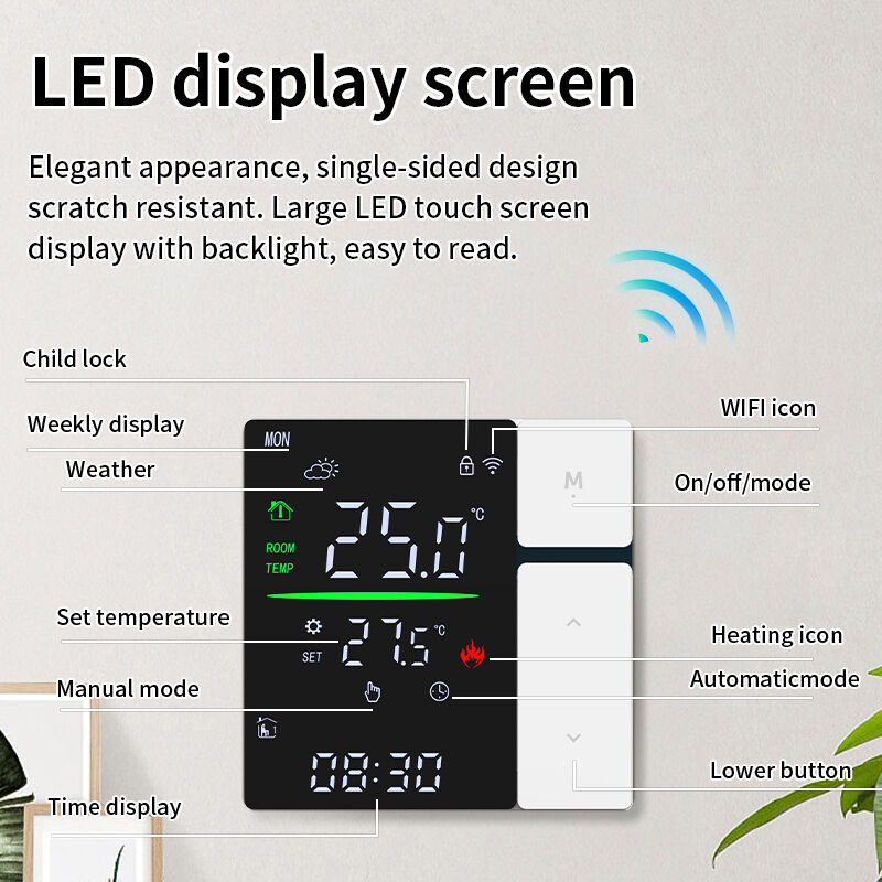 SIXWGH Smart WiFi Thermostat Controller for Water Heating LED Touch Screen Temperature Control Electric Floor/Wall RV Garage