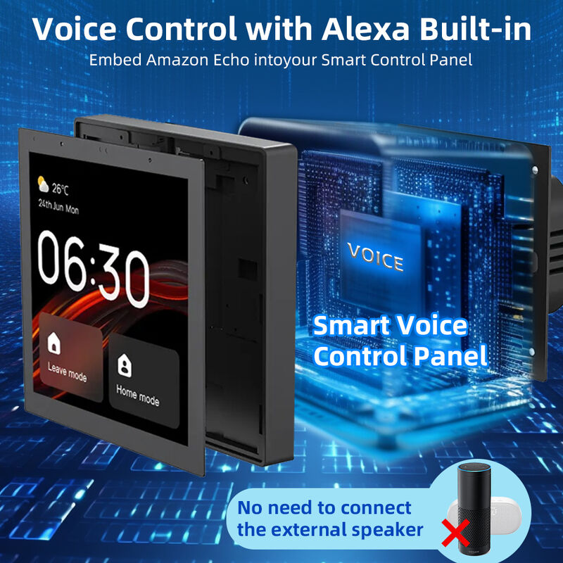 SIXWGH 4-Inch Touchscreen Smart Home Control Panel Alexa Tuya Gateway Built-In Zigbee 3.0 Hub Voice Control Wall-Mounted AIoT
