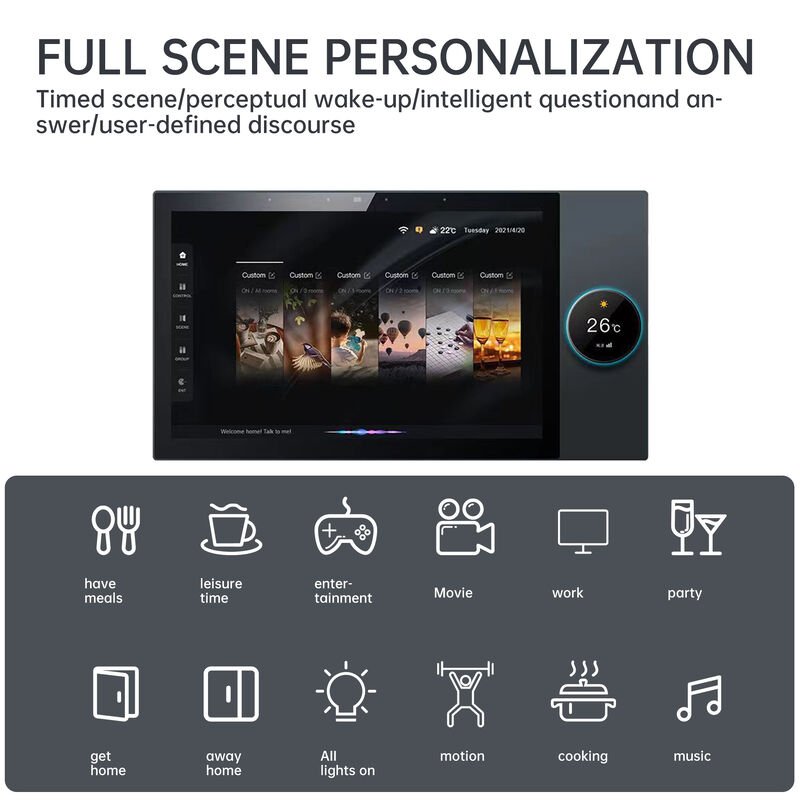 SIXWGH Luxury Upgrade 10-inch Smart Home Control Panel Tuya WiFi Zigbee Gateway App Voice Background Music Multi-Scenario Bar