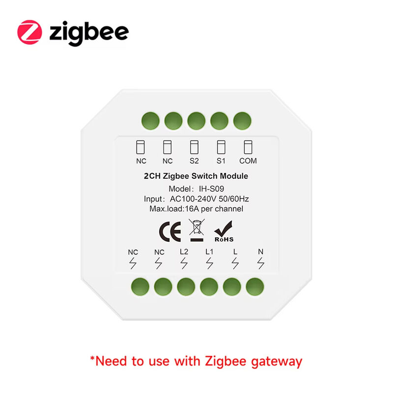 Tuya Zigbee3.0 4CH Smart Switch Module 16A, Hidden In-wall Smart Relay with Timer, Scene Linkage & Power-off Memory