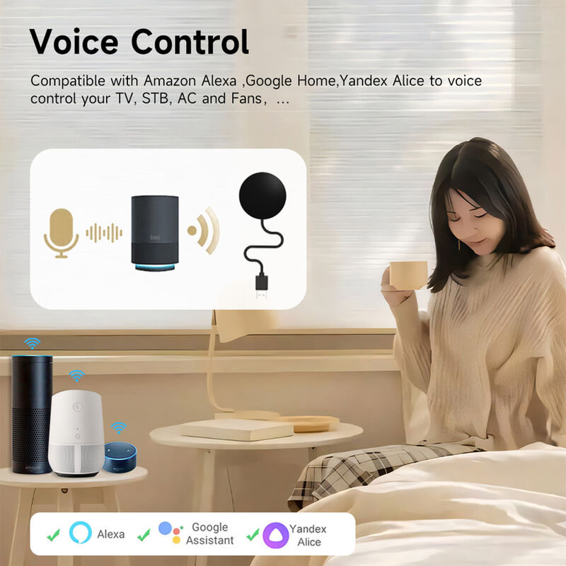 IHSENO Tuya Smart IR Remote Control, Wi-Fi Universal Infrared Controller for TV AC STB, Voice Control with Alexa Google Assistant Yandex Alice, 360° Coverage, DIY Learning