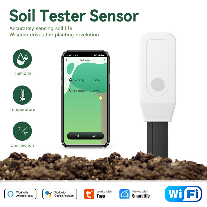 Smart Soil Tester Sensor, Zigbee/WiFi/Bluetooth Soil Moisture & Temperature Monitor with APP Remote Control, Real-Time Data Collection, Low Battery Alert, for Garden Greenhouse Indoor Plants