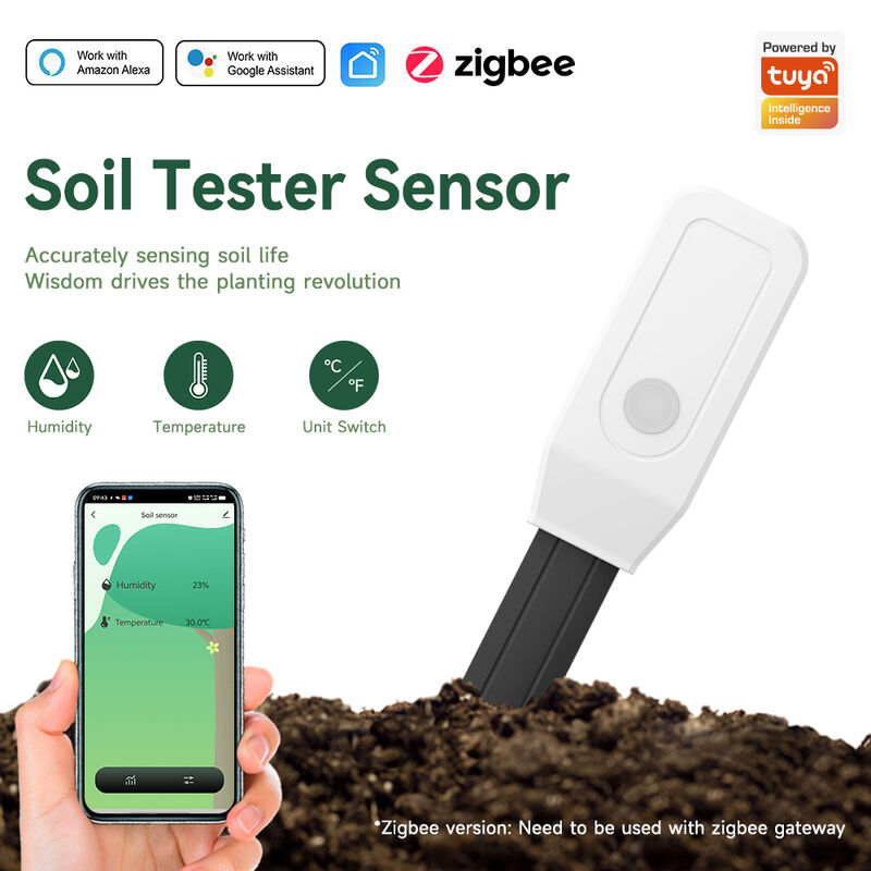 Smart Soil Tester Sensor, Zigbee/WiFi/Bluetooth Soil Moisture & Temperature Monitor with APP Remote Control, Real-Time Data Collection, Low Battery Alert, for Garden Greenhouse Indoor Plants