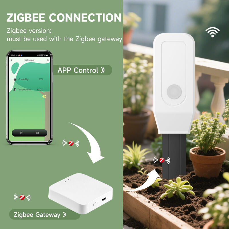 Smart Soil Tester Sensor, Zigbee/WiFi/Bluetooth Soil Moisture & Temperature Monitor with APP Remote Control, Real-Time Data Collection, Low Battery Alert, for Garden Greenhouse Indoor Plants