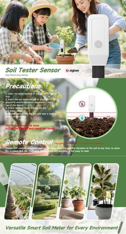 Smart Soil Tester Sensor, Zigbee/WiFi/Bluetooth Soil Moisture & Temperature Monitor with APP Remote Control, Real-Time Data Collection, Low Battery Alert, for Garden Greenhouse Indoor Plants