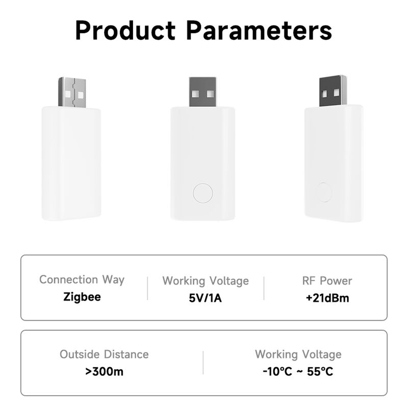 Tuya ZigBee Signal Repeater, USB Plug-and-Play Range Extender, 20-30m Coverage Expansion for Smart Home Devices, Compatible with Smart Life & Tuya App, Requires ZigBee Gateway
