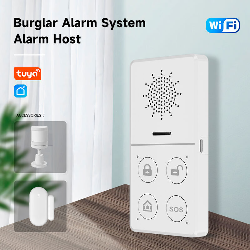 Tuya WiFi Burglar Alarm System Host – 130dB High-Pitched Siren, APP Remote Control, Auto Arm/Disarm, SOS Emergency, DIY Smart Security Kit with PIR Motion, Door Sensor, Remote & Doorbell