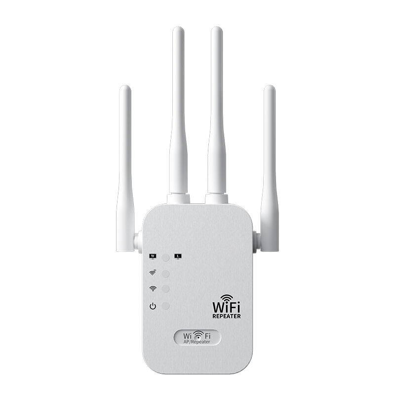 300Mbps WiFi Range Extender, 4-Antenna Wireless Repeater, 2.4G Signal Booster with Dual Ethernet Ports, AP/Relay Mode, Wall-Through Coverage for Home & Office